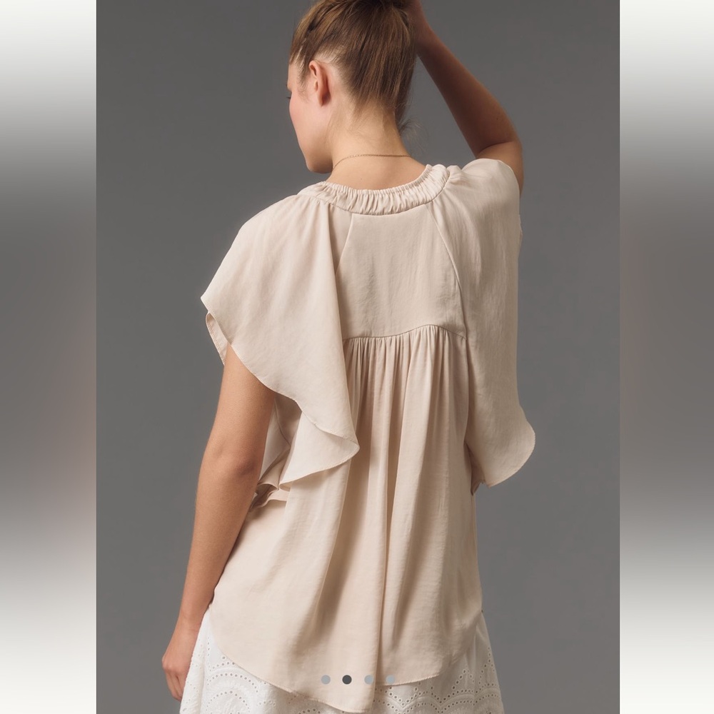 Anthro Flutter Sleeve Top - Picture 3 of 11